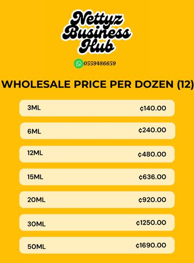 WHOLESALE PRICE PER DOZEN (12)