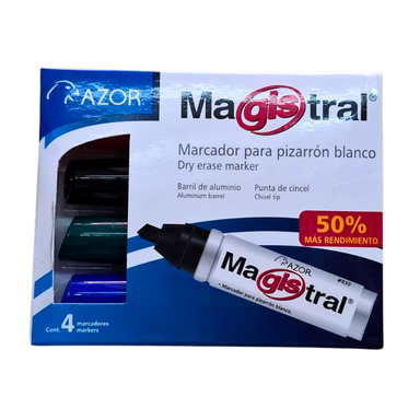 Marcadores Para Pizarron blanco 4pza. (Cuerpo Metálico) Magistral punta cincel