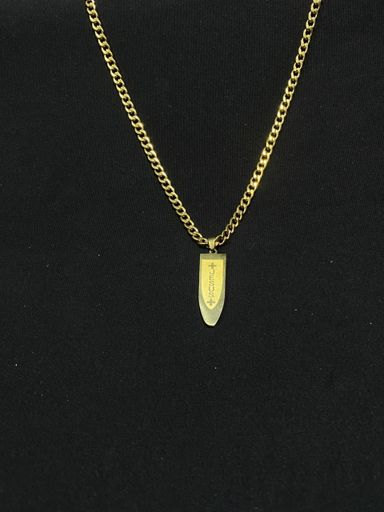 Gold Sword Pendant Necklace with Cross Engraving