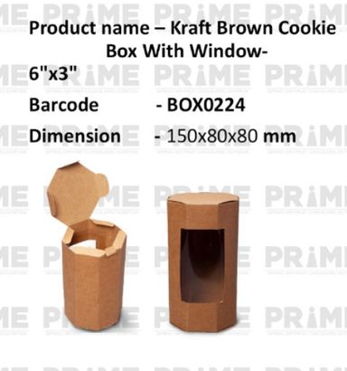 Kraft Brown Cookie Box With Window-6"x3"