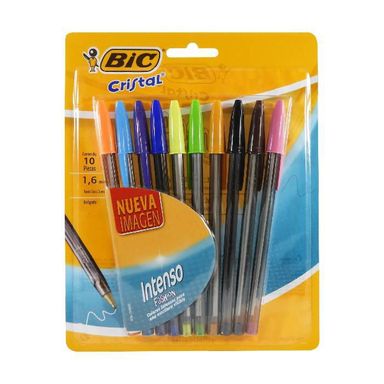 Plumas Bic Cristal Extra Grueso Colores C/10pza.