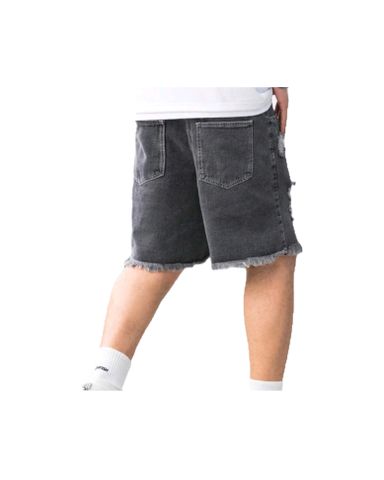 Men Ripped Denim Shorts Baggy Jorts Plain 