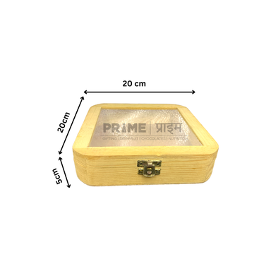 Brown Square Pinewood Box With transparent Lid