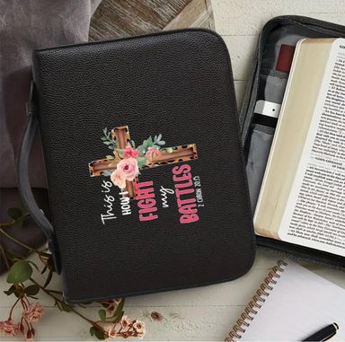 PU Leather How I fight my battles Bible case