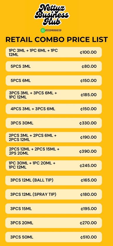 RETAIL COMBO PRICE LIST