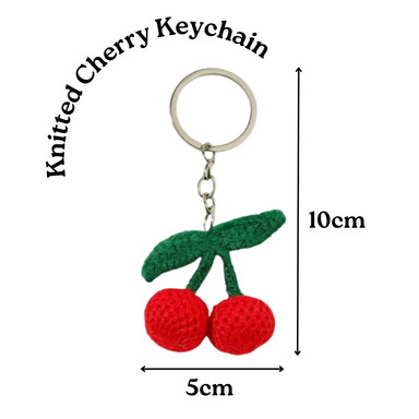 Knitted Cherry Keychain