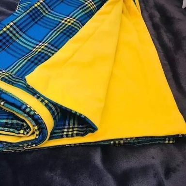 Maasai Fleece Blanket (Blue blended with Yellow Fleece) 