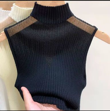 KNITTED TURTLENECK SLEEVELESS STRETCH CAMIS TANK