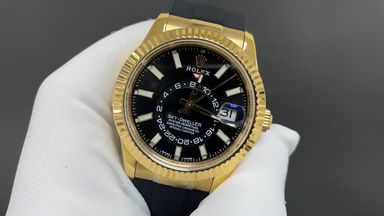 Rolex Sky-Dweller in Yellow Gold with Black Dial and Oysterflex Bracelet