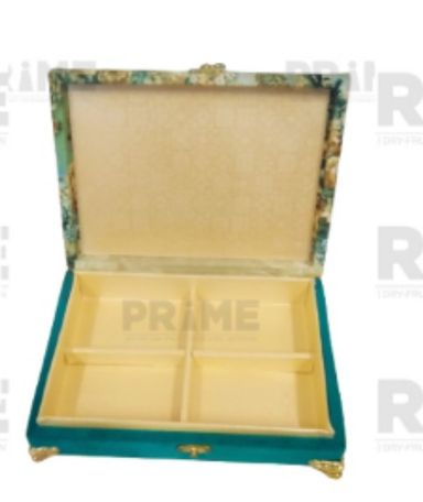 Green Rectangular Velvet Texture Dry Fruit Box