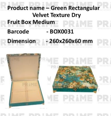 Green Rectangular Velvet Texture Dry Fruit Box Medium