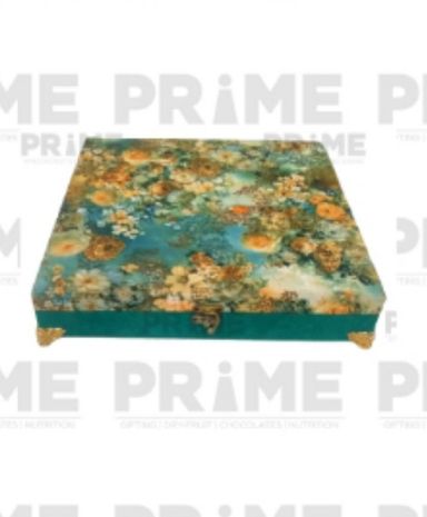 Green Rectangular Velvet Texture Dry Fruit Box Medium