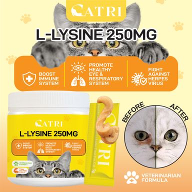 Catri L- Lysine 250mg Eye Care For Cat and Creamy Lickable Supplement Vitamin