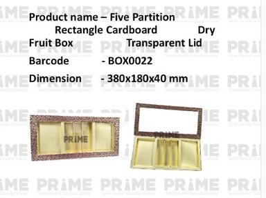 Five Partition Rectangle Hardpaper Dry Fruit Box Transparent Lid