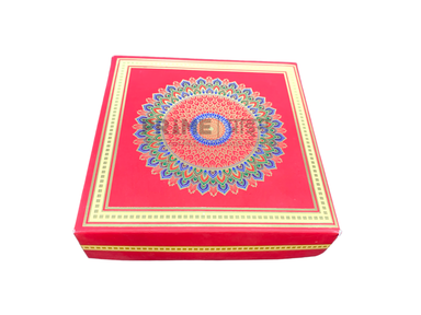 Red Square Color Floral Printed Gift Box