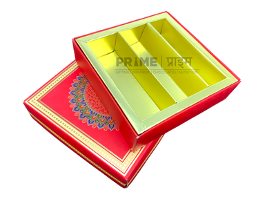 Red Square Color Floral Printed Gift Box