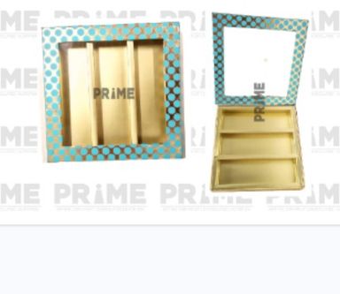 Blue Polka Dots Square Three Partition Design Transparent Hardpaper Box