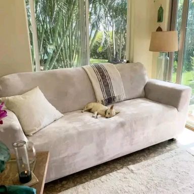 Velvet Sofa Cover: Taupe