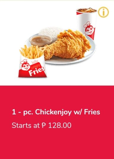 1- PC. Chickenjoy  w/ Fries & Drinks