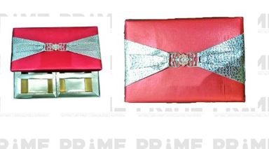 Red Silver Ribbon Rectangular Dry Fruit Box