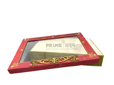 Red Rectangle Hand Crafted Four Partition Dry Fruit Box