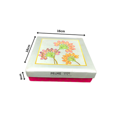 Grey & Pink Square Floral Print Box