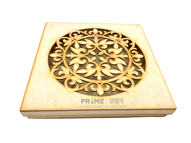 Brown Square Designer Laser Cut MDF Box 10x10