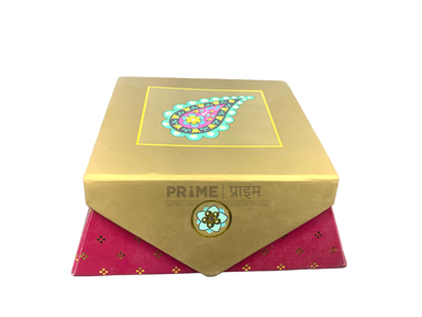 Golden Red Square Design Printed Hardpaper Box Small