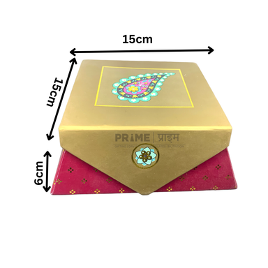 Golden Red Square Design Printed Hardpaper Box Small