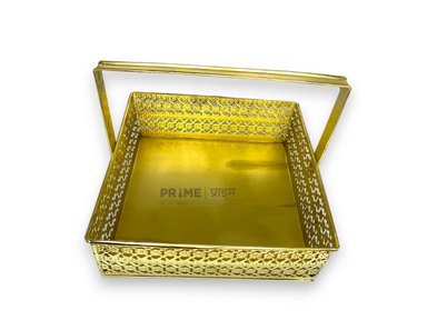 Square Metal Handle golden Basket 20 X 20 X 8