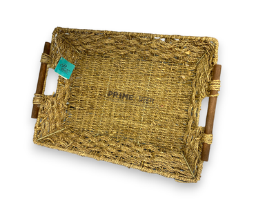 Brown Rectangular Jute Basket with Handles