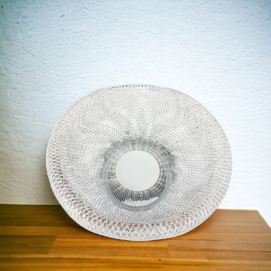 White Round Metallic Fruit Basket Small 24 X 24 X 11