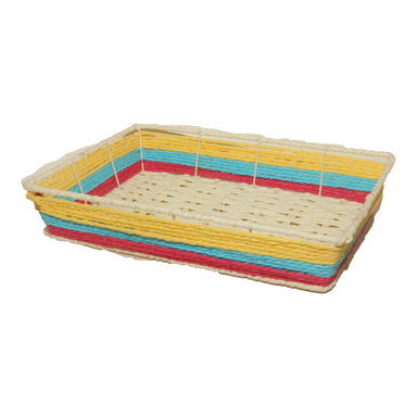 Colourful Paper weaved Rattan Rectangle Basket 30x22x6