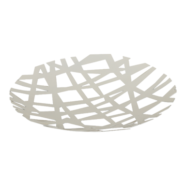 White Abstract Metalic Round Basket 29x29x4.5