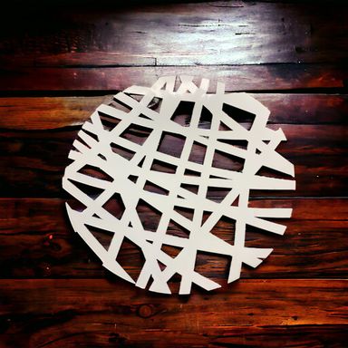 White Abstract Metalic Round Basket 29x29x4.5