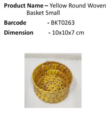 Yellow Round Woven Basket Small 27x27x12