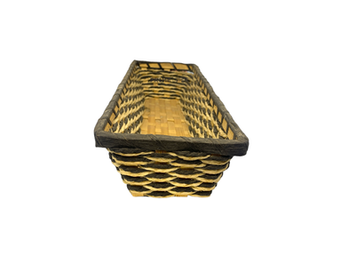 Brown White Long Bamboo Basket