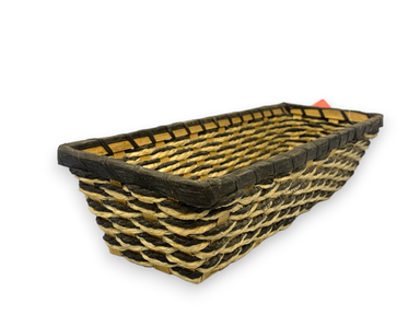 Brown White Long Bamboo Basket