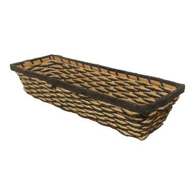 Brown White Long Bamboo Basket