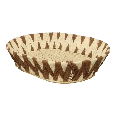 White Brown Oval Jute Basket 44x34x10