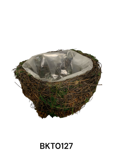 Green Grass Round Basket Small