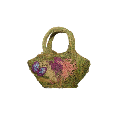 Green Grass Basket With Handles Large