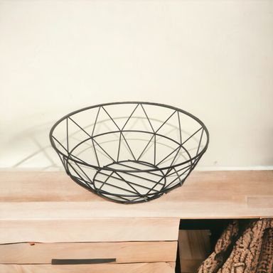 Metallic Abstract Black Fruit Bowl 27x27x11