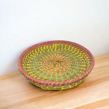 Multicolor Round Jute Woven Basket Large