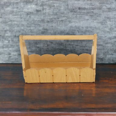 Brown Bottle Holder Rectangular Pinewood Basket with handle Large 29 X 10 X 21