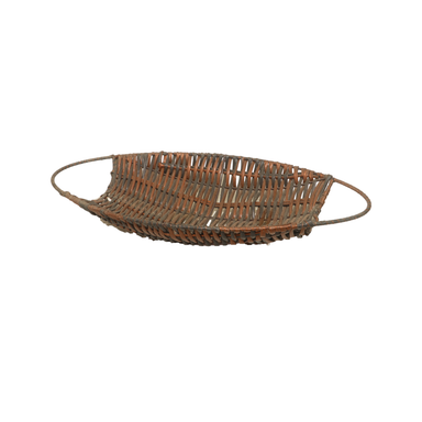 Plastic Fiber Brown Oval Basket Handles 40x19x7