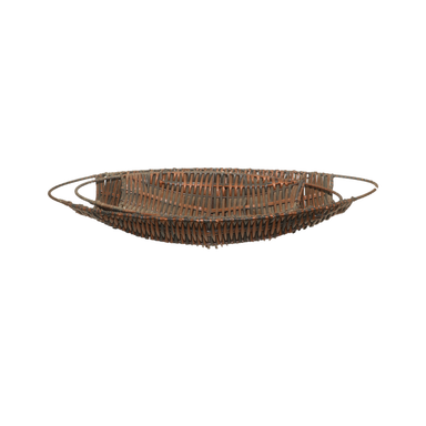 Plastic Fiber Brown Oval Basket Handles 40x19x7