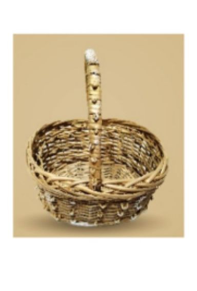 Golden Single Handle Wooden Basket 30 x 26 x 15