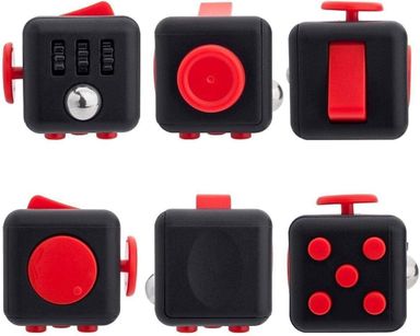 Focus Cube – Fidget Cube jouet pour soulager l'anxiété, le stress, l'attention, pour enfants/adultes, cadeau TDAH, mauve et noir 