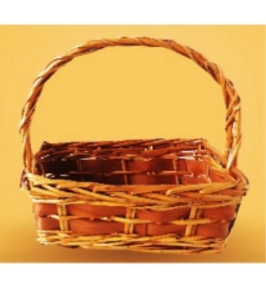 Brown Rectangular Single Handle Basket Small 25x18x10